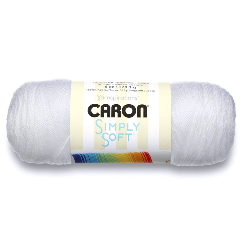Caron Simply Soft Solids Yarn (4) Medium Gauge 100% Acrylic - 6 oz - White - Machine Wash & Dry - Image 1